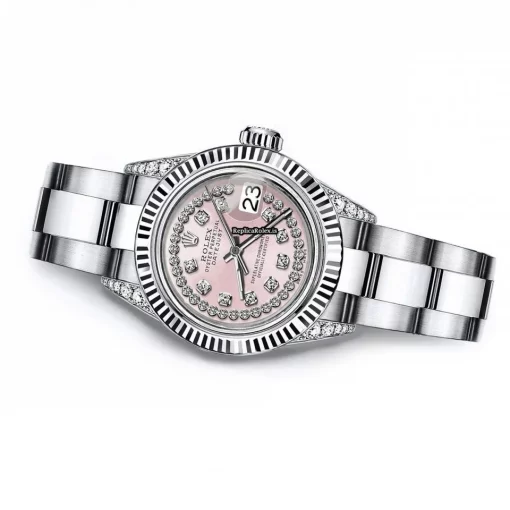 Fabulous Replica Rolex Oyster Perpetual Lady Date 69160 Automatic Movement 26mm Steel Case Womens Watch - Image 3