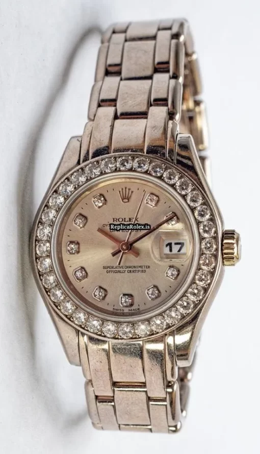 Pleasing Replica Rolex Lady-datejust Pearlmaster 69299 Automatic Movement 29mm White Gold Case Womens Watch - Image 2