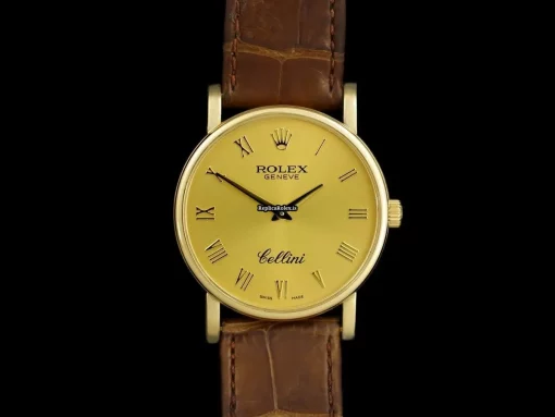 Durable Copy Rolex Cellini 8255sh Caliber 1600 Manual Winding Movement 32x38.5mm Yellow Gold Case Mens/unisex Watch - Image 2