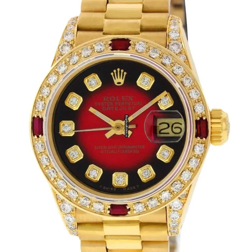 Affordable Replica Rolex Lady-datejust Automatic Automatic Movement 26mm Yellow Gold Case Womens Watch