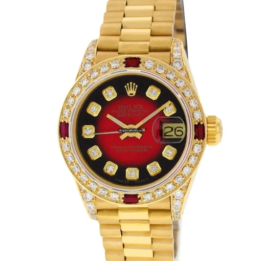 Affordable Replica Rolex Lady-datejust Automatic Automatic Movement 26mm Yellow Gold Case Womens Watch - Image 2