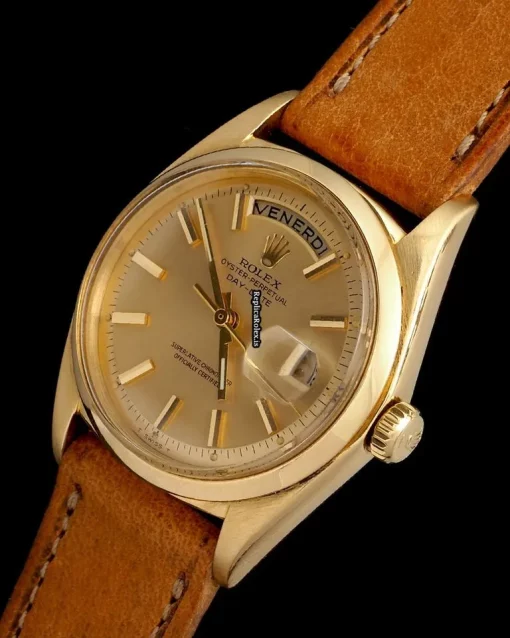 Defect Copy Rolex Day-date 1802 Caliber 1556 Automatic Movement 36mm Yellow Gold Case Mens/unisex Watch - Image 4