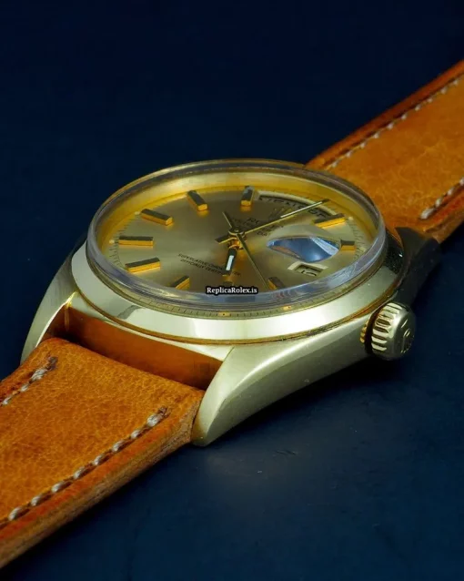 Defect Copy Rolex Day-date 1802 Caliber 1556 Automatic Movement 36mm Yellow Gold Case Mens/unisex Watch - Image 7