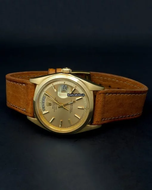 Defect Copy Rolex Day-date 1802 Caliber 1556 Automatic Movement 36mm Yellow Gold Case Mens/unisex Watch - Image 8