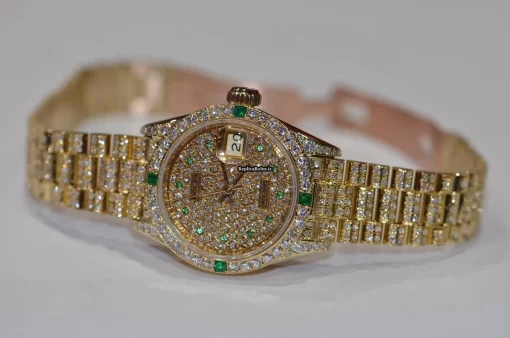 Suitable Replica Rolex Datejust Self Winding Automatic 26mm Yellow Gold Case Womens Watch - Image 3
