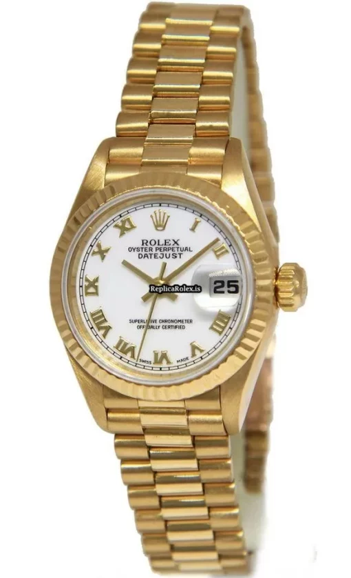 Amazing Replica Rolex Lady-datejust 69178 Automatic Movement 26mm Yellow Gold Case Womens Watch - Image 10