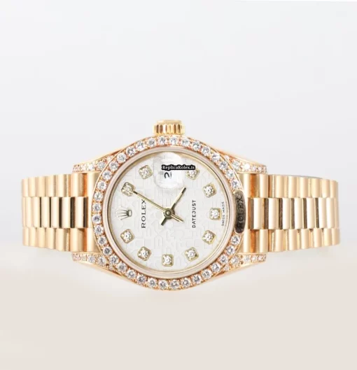 Excellent Copies Rolex Lady-datejust 69158 Automatic Movement 26mm Yellow Gold Case Womens Watch - Image 5