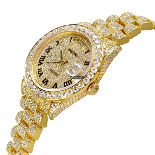 Terrific Replica Rolex Day-date Self Winding Automatic 36mm Yellow Gold Case Mens/unisex Watch - Image 3
