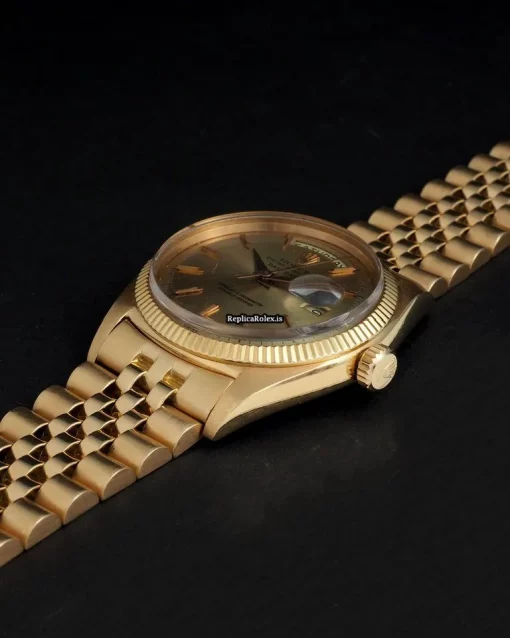 Awesome Fake Rolex Day-date 6611 Automatic Movement 36mm Rose Gold Case Watch - Image 7