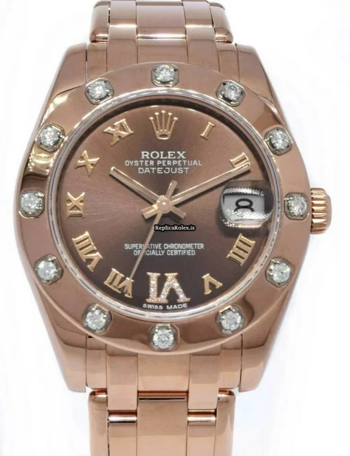 Cool Replica Rolex Lady-datejust Pearlmaster 81315 Automatic Movement 34mm Rose Gold Case Womens Watch