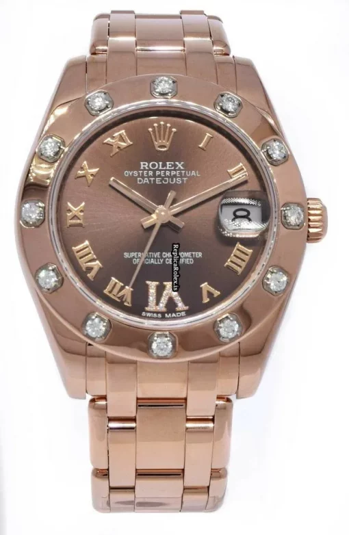 Cool Replica Rolex Lady-datejust Pearlmaster 81315 Automatic Movement 34mm Rose Gold Case Womens Watch - Image 2
