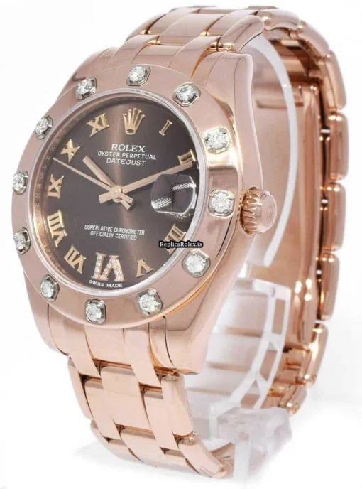 Cool Replica Rolex Lady-datejust Pearlmaster 81315 Automatic Movement 34mm Rose Gold Case Womens Watch - Image 3