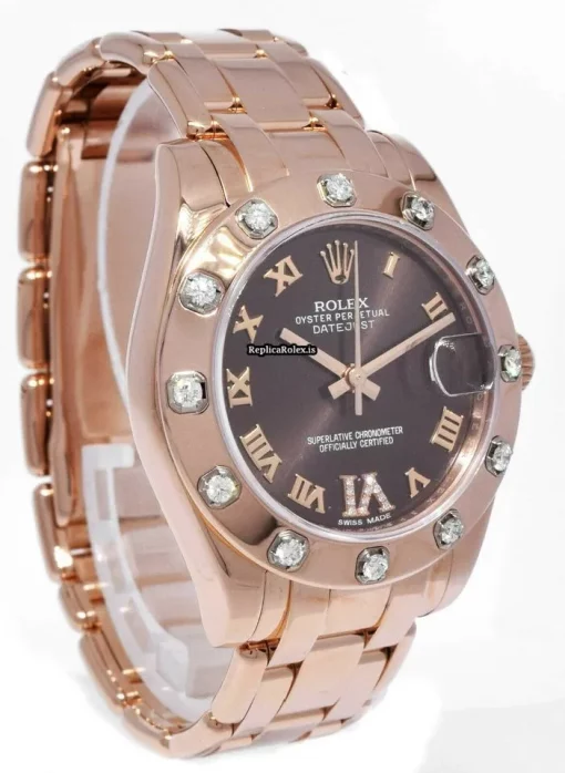 Cool Replica Rolex Lady-datejust Pearlmaster 81315 Automatic Movement 34mm Rose Gold Case Womens Watch - Image 4
