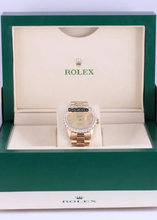 Inexpensive Fake Rolex Day-date 36 18038 Automatic Movement 36mm Yellow Gold Case Mens/unisex Watch - Image 5