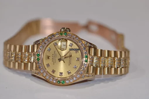 Aaa Replicas Rolex Datejust Self Winding Automatic 26mm Yellow Gold Case Womens Watch - Image 4