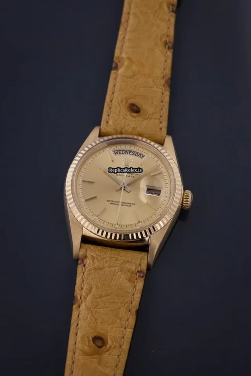 Reliable Replica Rolex Day-date 36 1803 Caliber 1556 Automatic Movement 36mm Yellow Gold Case Mens/unisex Watch - Image 14