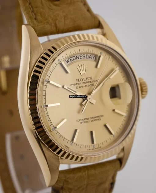 Reliable Replica Rolex Day-date 36 1803 Caliber 1556 Automatic Movement 36mm Yellow Gold Case Mens/unisex Watch - Image 4