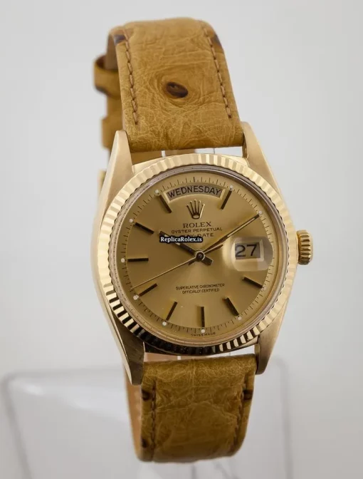 Reliable Replica Rolex Day-date 36 1803 Caliber 1556 Automatic Movement 36mm Yellow Gold Case Mens/unisex Watch - Image 8
