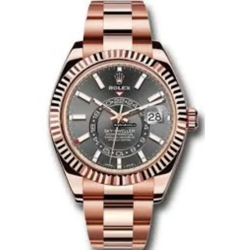 Offering Fakes Rolex Sky-dweller 326935 Caliber 9001 Automatic Movement 42mm Rose Gold Case Mens/unisex Watch