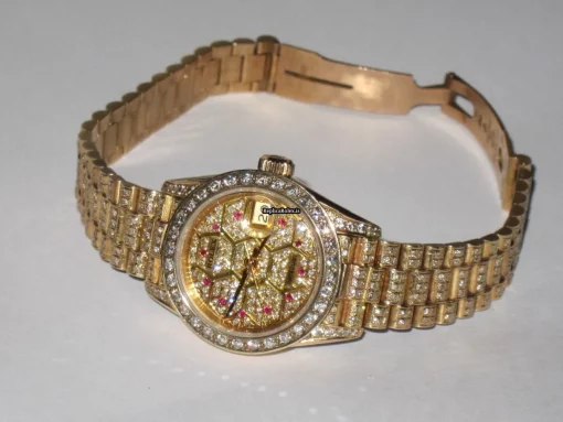 Top Replica Rolex Datejust Self Winding Automatic 26mm Yellow Gold Case Womens Watch - Image 4