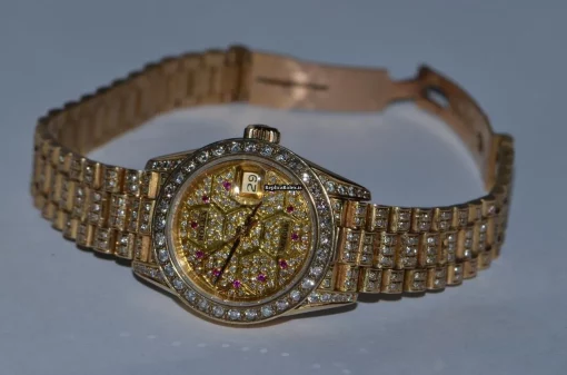 Top Replica Rolex Datejust Self Winding Automatic 26mm Yellow Gold Case Womens Watch - Image 5