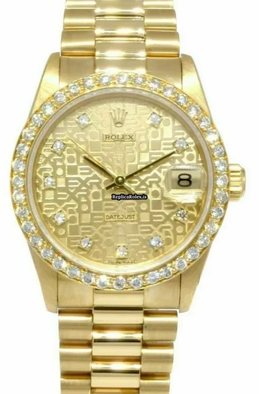 High Quality Fake Rolex Lady-datejust 68278 Automatic Movement 31mm Yellow Gold Case Womens Watch