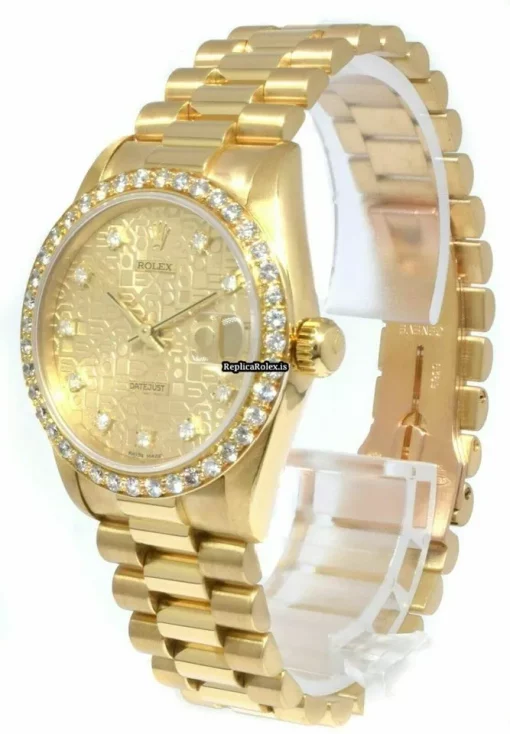 High Quality Fake Rolex Lady-datejust 68278 Automatic Movement 31mm Yellow Gold Case Womens Watch - Image 3