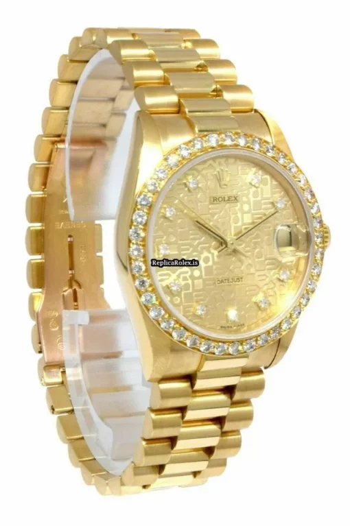 High Quality Fake Rolex Lady-datejust 68278 Automatic Movement 31mm Yellow Gold Case Womens Watch - Image 4