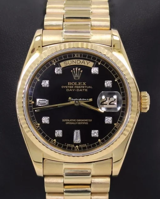 Luxury Fake Rolex Day-date 36 18038 Automatic Movement 36mm Yellow Gold Case Watch - Image 2