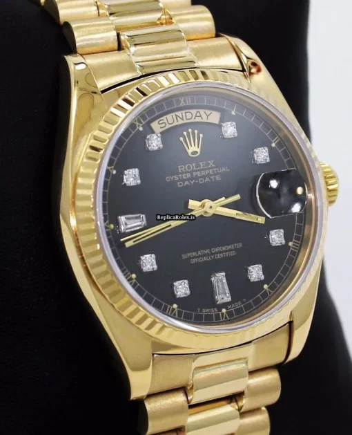 Luxury Fake Rolex Day-date 36 18038 Automatic Movement 36mm Yellow Gold Case Watch - Image 3