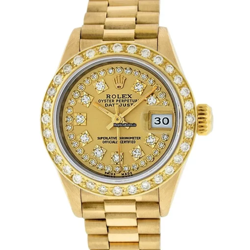 Wonderful Knockoff Rolex Lady-datejust 69178 Caliber 2135 Automatic Movement 26mm Yellow Gold Case Womens Watch - Image 2