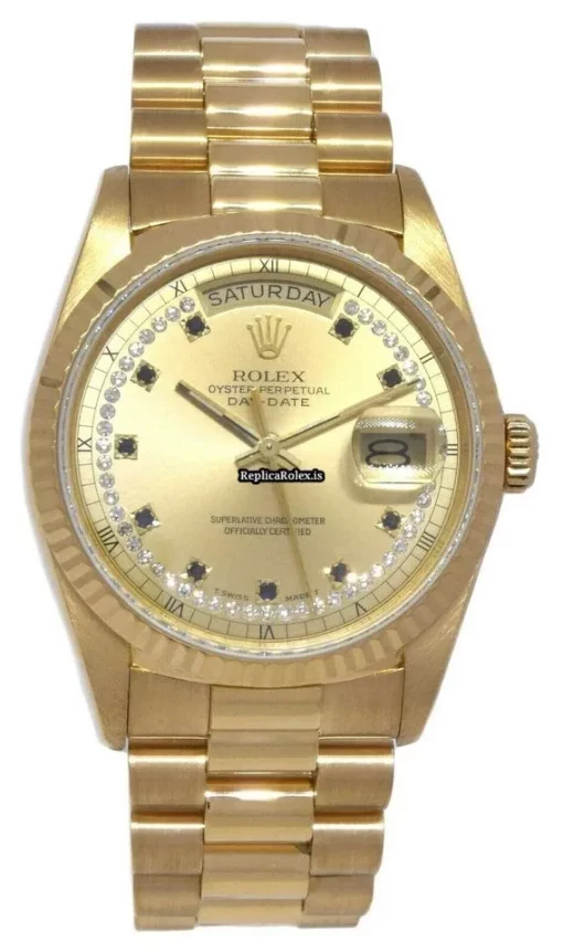 Cool Clone Rolex Day-date 36 18238 Automatic Movement 36mm Yellow Gold Case Watch - Image 2