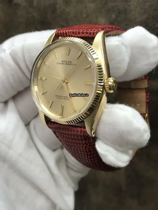 Mind-boggling Replica Rolex Oyster Perpetual 34 1005 Automatic Movement 34mm Yellow Gold Case Watch - Image 2