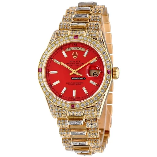 Excellent Replica Rolex Day-date Self Winding Automatic 36mm Yellow Gold Case Mens/unisex Watch - Image 3