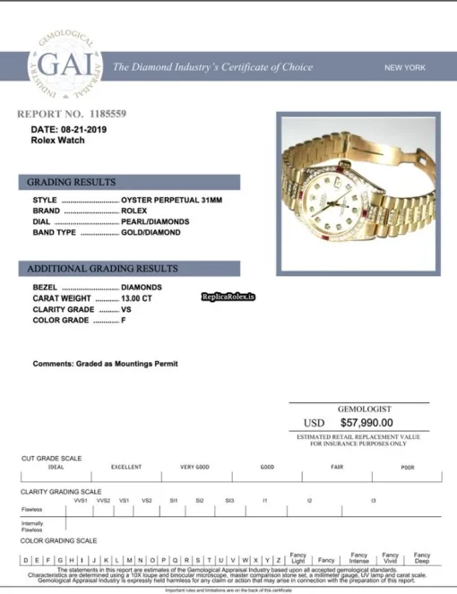 Top Replica Rolex Datejust Self Winding Automatic 31mm Yellow Gold Case Womens Watch - Image 2