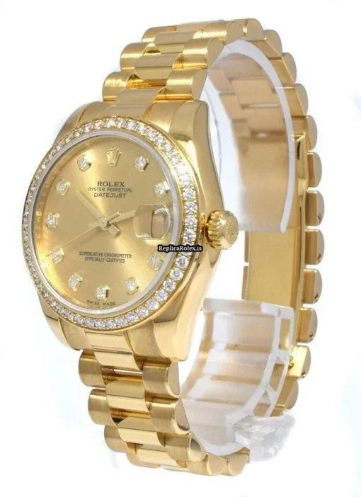 Terrific Replica Rolex Datejust 178288 Automatic Movement 31mm Yellow Gold Case Watch - Image 10