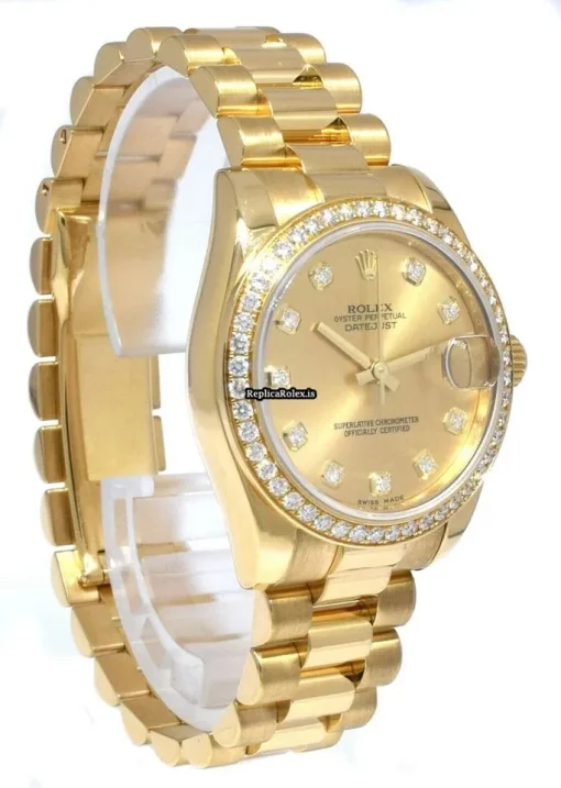 Terrific Replica Rolex Datejust 178288 Automatic Movement 31mm Yellow Gold Case Watch - Image 5