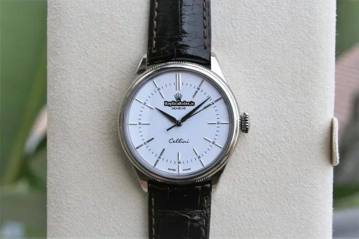 Stylish Fake Rolex Cellini Time 50509 Caliber 3132 Automatic Movement 39mm White Gold Case Mens/unisex Watch - Image 2
