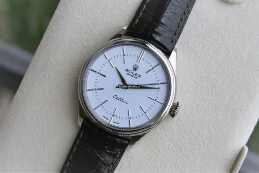 Stylish Fake Rolex Cellini Time 50509 Caliber 3132 Automatic Movement 39mm White Gold Case Mens/unisex Watch - Image 5