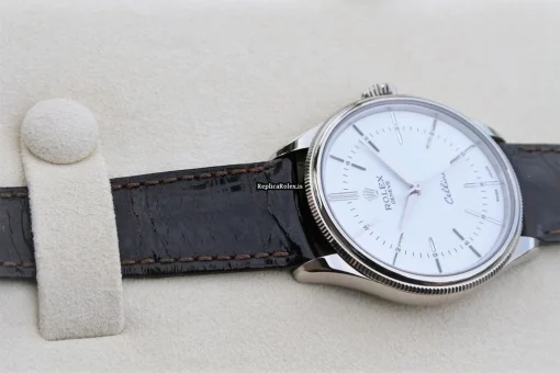 Stylish Fake Rolex Cellini Time 50509 Caliber 3132 Automatic Movement 39mm White Gold Case Mens/unisex Watch - Image 7