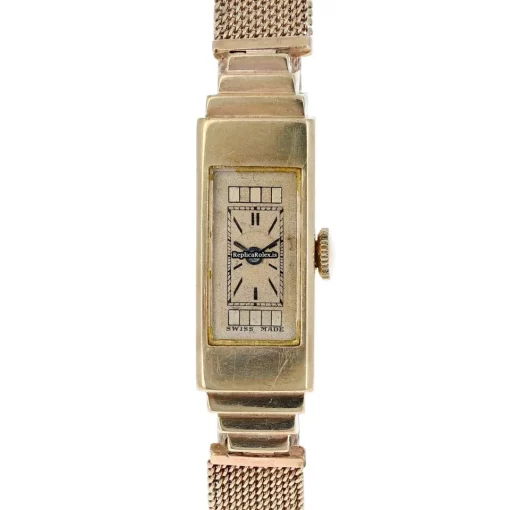 Inexpensive Replicas Rolex Prince 1382 Manual Winding Movement 11x38mm Rose Gold Case Womens Watch