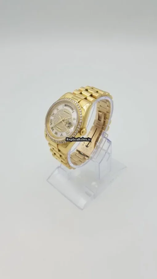 Offering Fake Rolex Day-date 36 118238 Caliber 3155 Automatic Movement 36x42mm Yellow Gold Case Mens/unisex Watch - Image 3