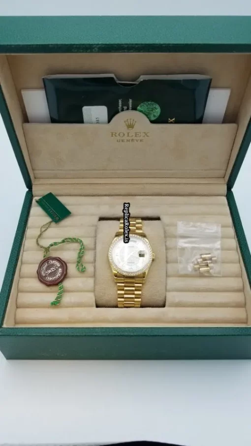 Offering Fake Rolex Day-date 36 118238 Caliber 3155 Automatic Movement 36x42mm Yellow Gold Case Mens/unisex Watch - Image 7
