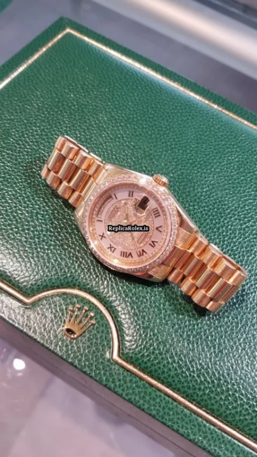Offering Fake Rolex Day-date 36 118238 Caliber 3155 Automatic Movement 36x42mm Yellow Gold Case Mens/unisex Watch - Image 8