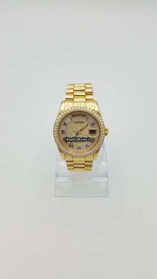 Offering Fake Rolex Day-date 36 118238 Caliber 3155 Automatic Movement 36x42mm Yellow Gold Case Mens/unisex Watch - Image 9