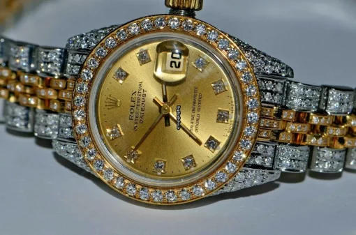 Attractive Fake Rolex Datejust Self Winding Automatic 26mm Gold/steel Case Womens Watch - Image 3