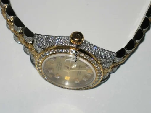 Attractive Fake Rolex Datejust Self Winding Automatic 26mm Gold/steel Case Womens Watch - Image 7