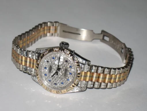 Terrific Replica Rolex Datejust Self Winding Automatic 26mm White Gold Case Womens Watch - Image 4