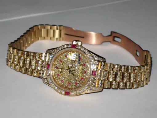 Well Made Replicas Rolex Datejust Self Winding Automatic 26mm Yellow Gold Case Womens Watch - Image 4