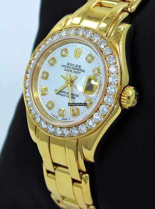 Incredible Replica Rolex Lady-datejust Pearlmaster 69298 Automatic Movement 29mm Yellow Gold Case Womens Watch - Image 3